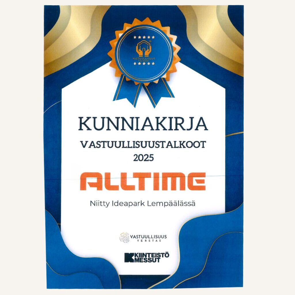 Kunniakirja Alltimen Vastuullisuustalkoot 2025-voitosta