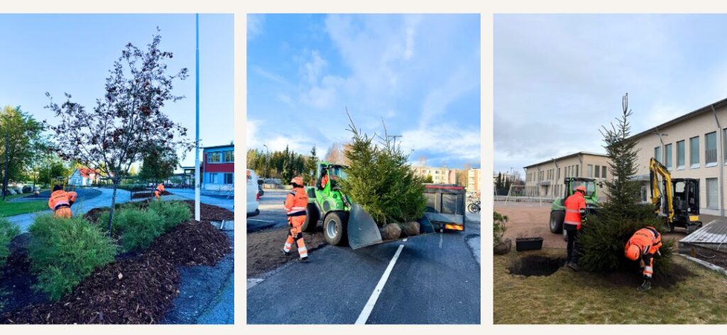 kuvasarja Alltimen vihertöistä Vähäjärven päiväkodilla Pirkkalassa