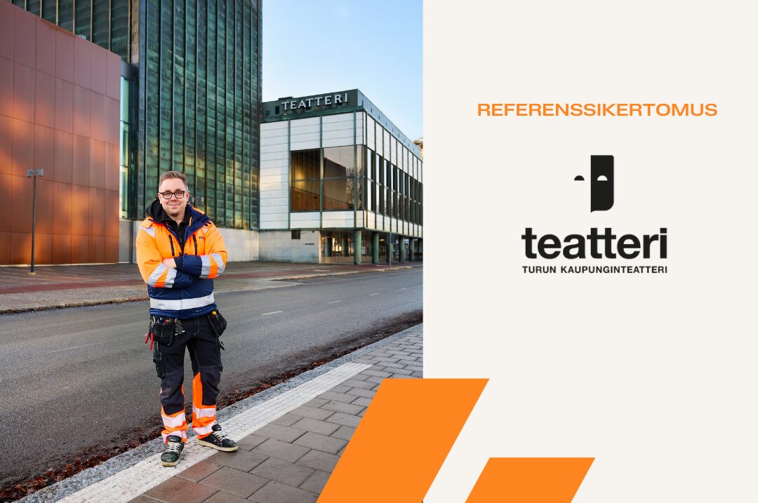 Alltimen huoltohenkilö Turun kaupunginteatterin edessä kansikuva referenssikertomukselle